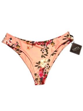 ZAFUL Floral High Cut Bikini Bottoms Tropical Peach Boho Beachy
